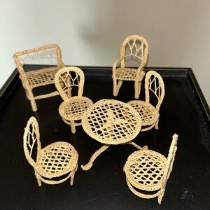 Miniature Dollhouse Rattan Wicker furniture set 7 Pieces 1:12 Scale